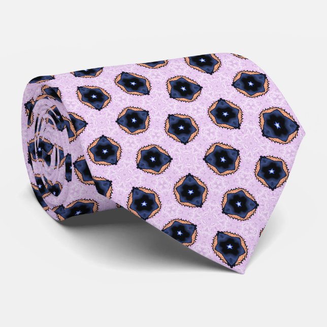 Blue Star Flowers On Lilac Tie (Rolled)