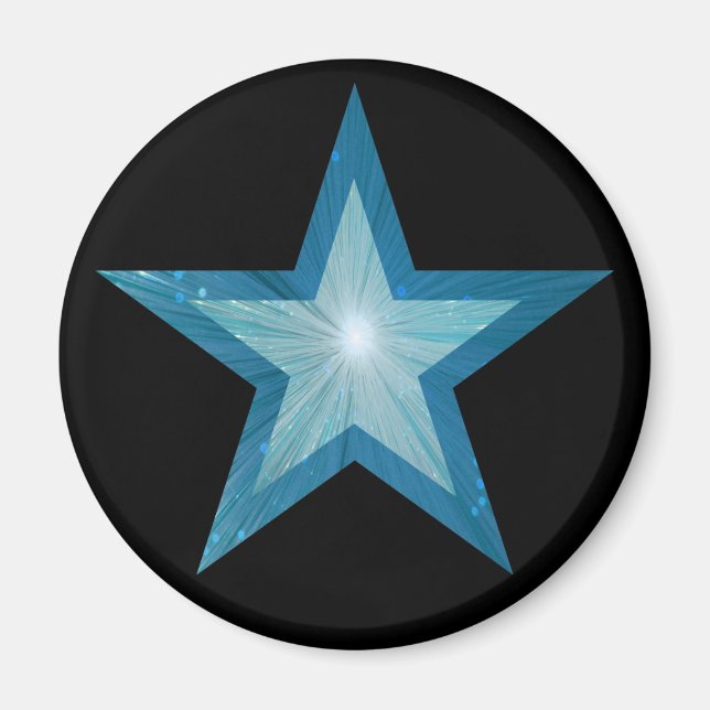 Blue Star fridge magnet round black (Front)