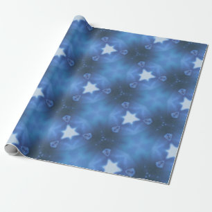 Blue star gift wrapping paper