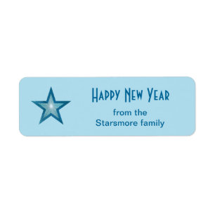 Blue Star 'Happy New Year' text small pale