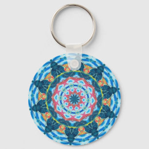Blue star kaleidoscope key ring