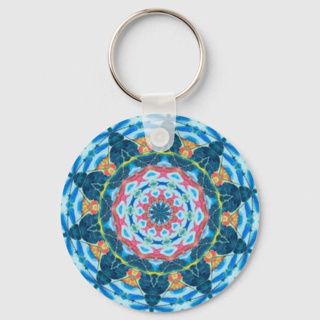 Blue star kaleidoscope key ring (Front)