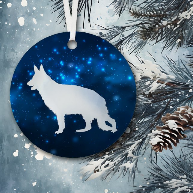 Blue Star Lights German Shepherd Christmas Metal Tree Decoration (Creator Uploaded)