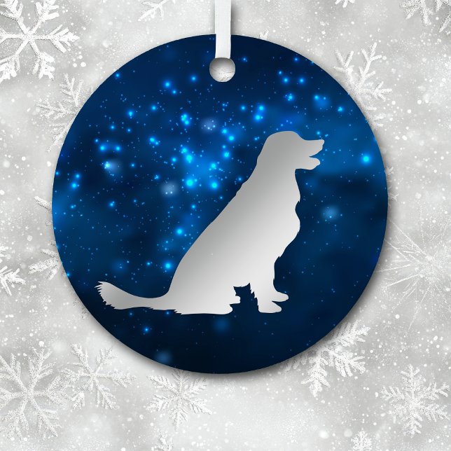 Blue Star Lights Golden Retriever Dog Christmas Metal Tree Decoration (Creator Uploaded)