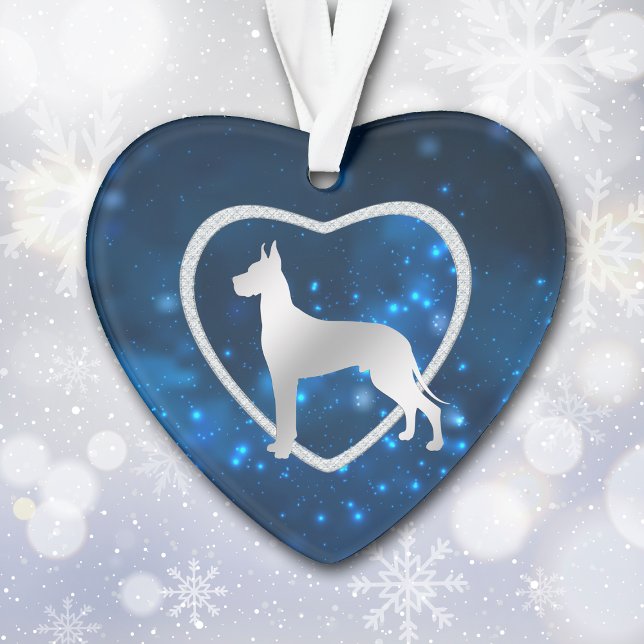 Blue Star Lights Great Dane Dog Ornament (Creator Uploaded)
