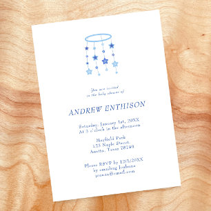 Blue Star Mobile Baby Boy Invitation