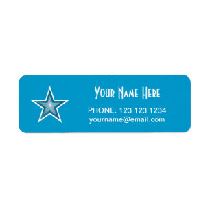Blue Star 'Name' text label small blue