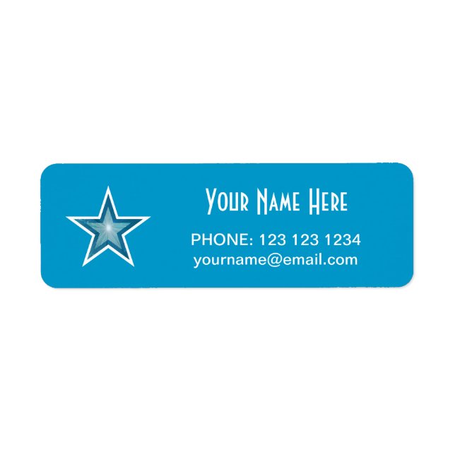 Blue Star 'Name' text label small blue (Front)