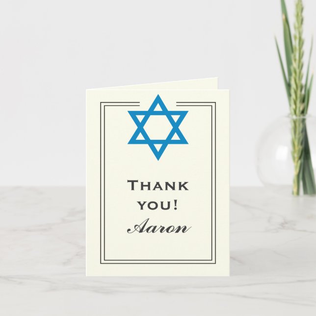 Blue Star of David Bar Mitzvah Thank You (Front)
