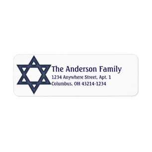 Blue Star of David Hanukkah Address Labels d1