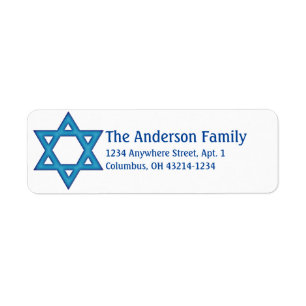 Blue Star of David Hanukkah Address Labels d2
