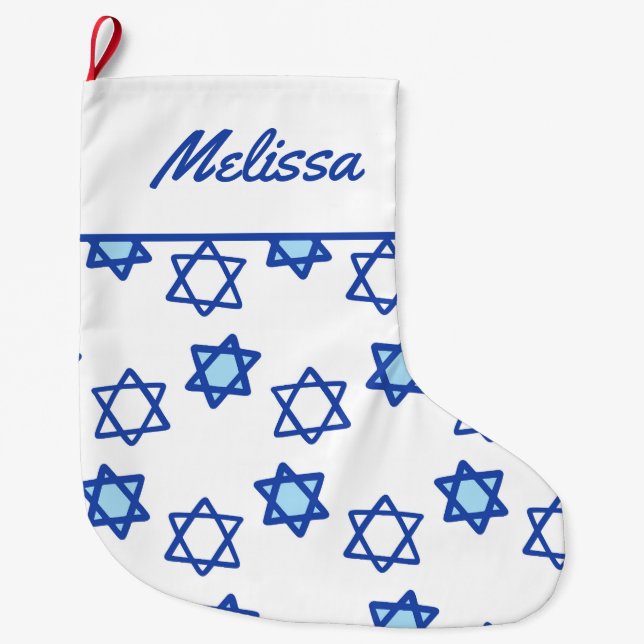 Blue Star of David Hanukkah Stocking (Front)
