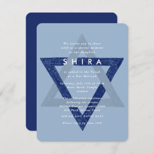 Blue Star of David Mitzvah Invitation