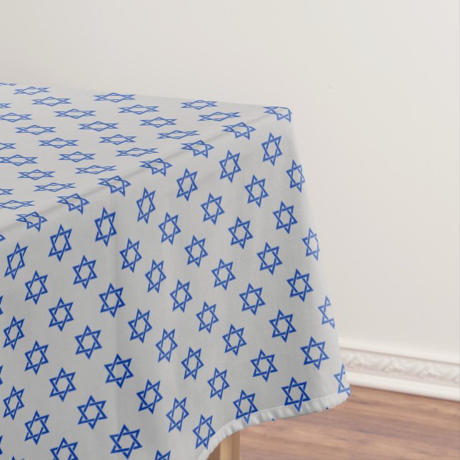 Blue Star of David on Matte Silver Tablecloth (In Situ)