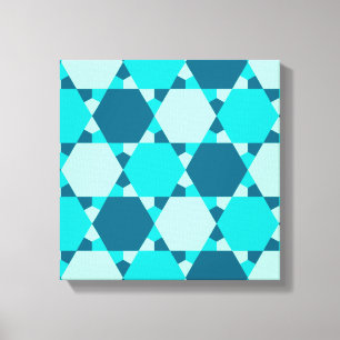 Blue Star of David Optical Illusion Pattern Canvas Print