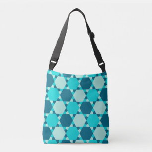 Blue Star of David Optical Illusion Pattern Crossbody Bag