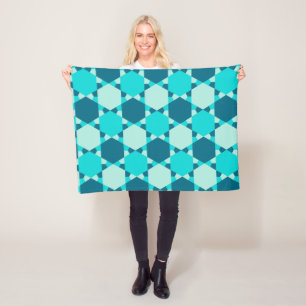 Blue Star of David Optical Illusion Pattern Fleece Blanket