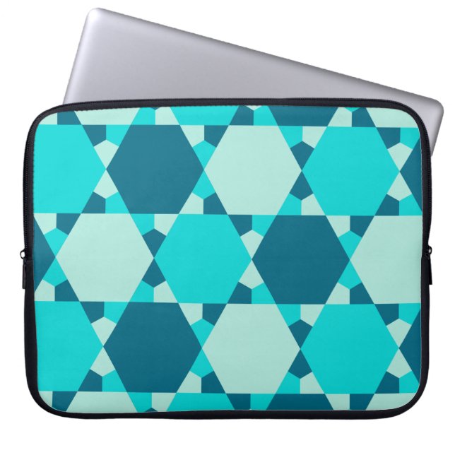 Blue Star of David Optical Illusion Pattern Laptop Sleeve (Front)