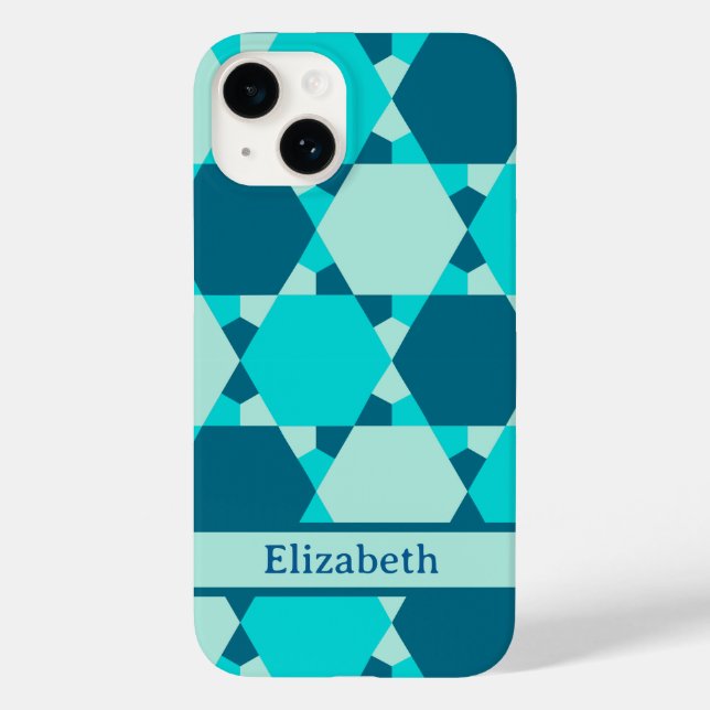 Blue Star of David Optical Illusion Pattern Name Case-Mate iPhone Case (Back)