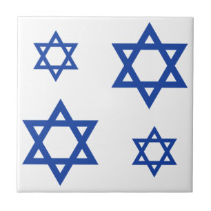 Blue Star of David Repeat Pattern Ceramic Tile