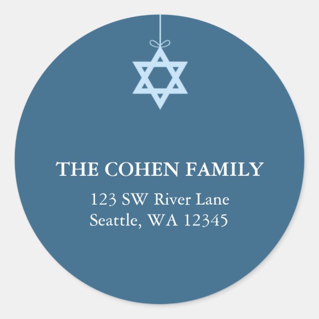 Blue Star Of David Return Address Labels (Front)