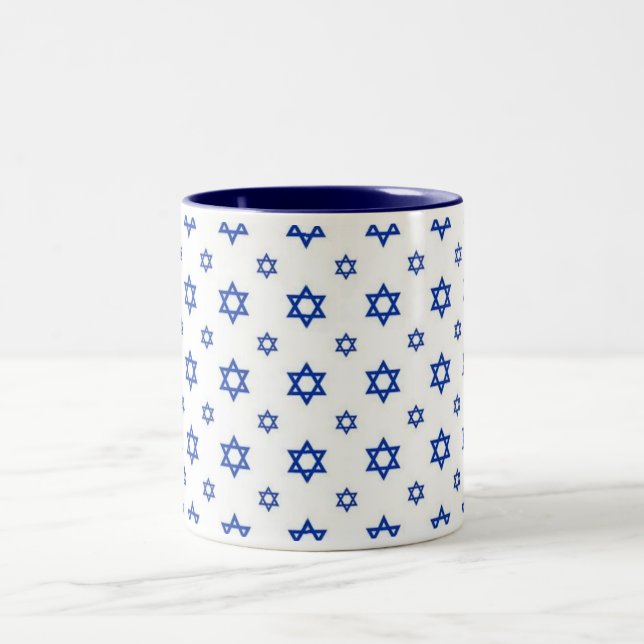 Blue Star of David Two-Tone Coffee Mug (Center)