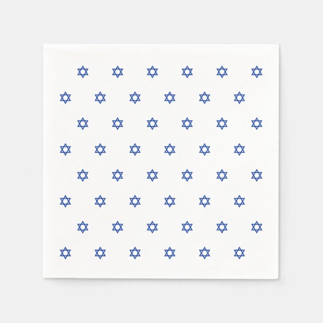 Blue Star of David White Napkin (Front)