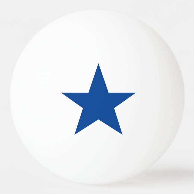 Blue Star on a White Ping Pong Ball (Front)
