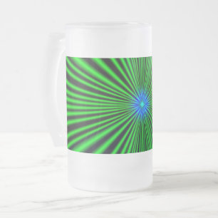 Blue Star on green Light Frosted Glass Beer Mug