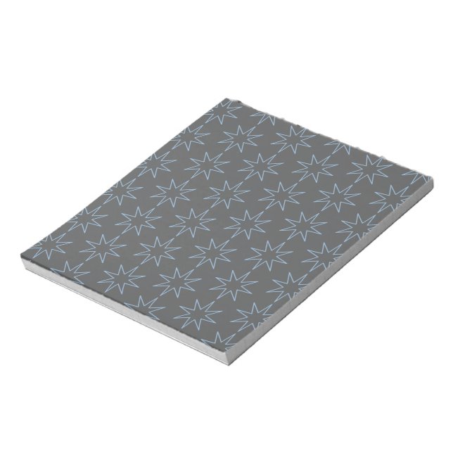 Blue Star Outline on Grey Notepad (Rotated)