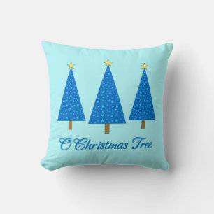 Blue Star Pattern Modern Christmas Trees Cushion