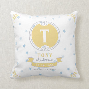 Blue star personalised baby pillow keepsake