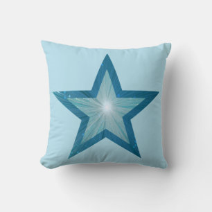 Blue Star printed square pale blue Cushion