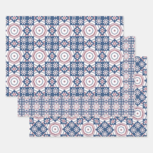 Blue Star Quilt Pattern Wrapping Craft Paper