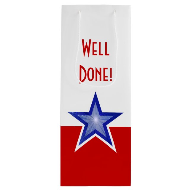 Blue Star Red print Well Done! wine Gift Bag (Front)