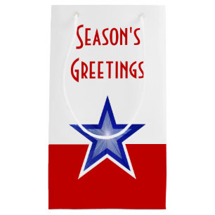 Blue Star Red Season's Greetings small Gift Bag