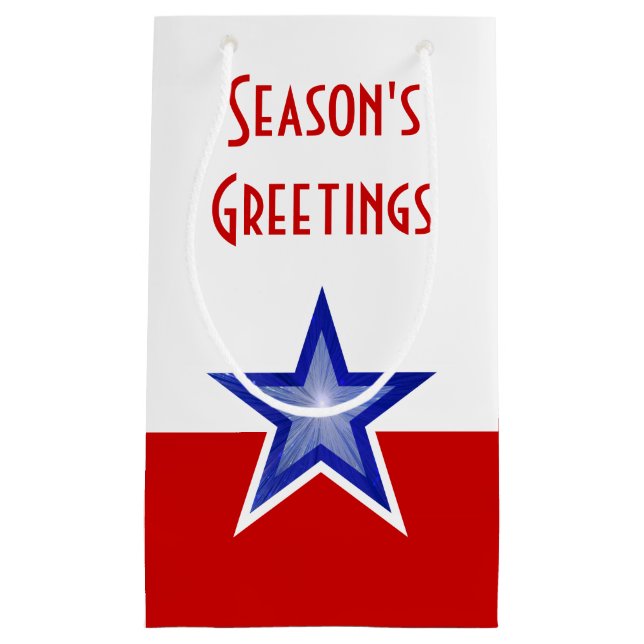 Blue Star Red Season's Greetings small Gift Bag (Front)
