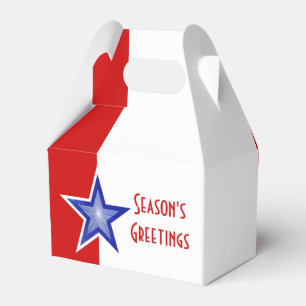 Blue Star Red Season's Greetings vertical gift box
