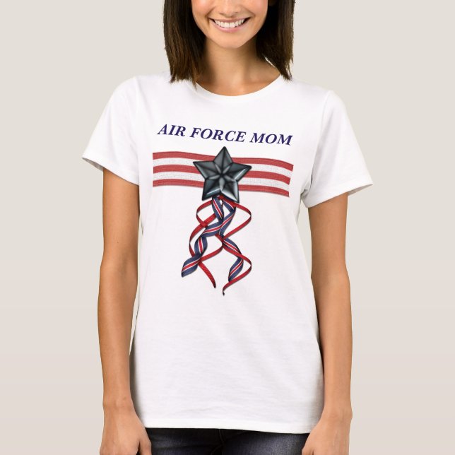 Blue Star Ribbon Air Force Mum T-Shirt (Front)