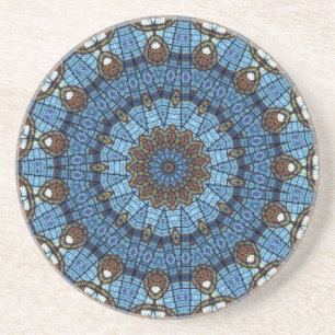 Blue Star Stained Glass Drink Coaster