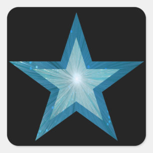 Blue Star sticker square black