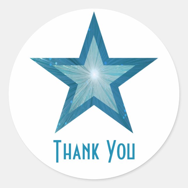 Blue Star "Thank You" round sticker white (Front)