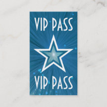 Blue Star 'VIP PASS' business card white back