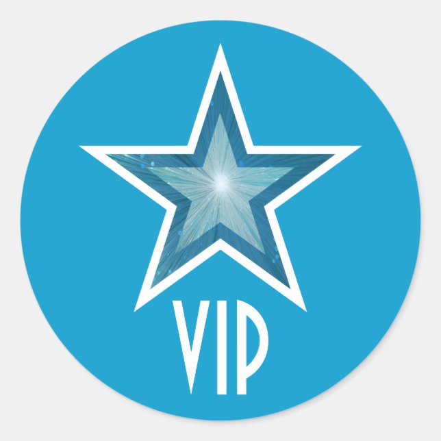 Blue Star VIP round sticker blue (Front)