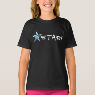 Blue Star White STAR! girl's t-shirt black