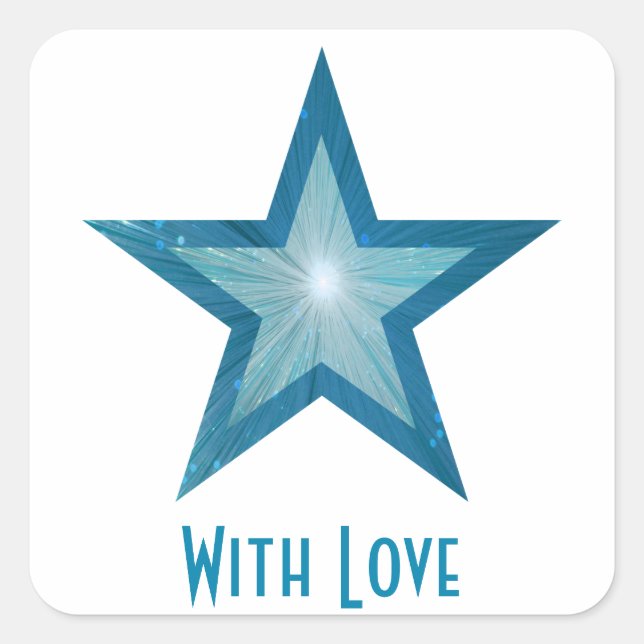 Blue Star 'With Love'' square sticker white (Front)
