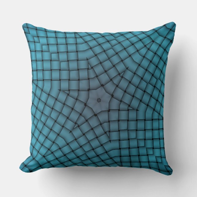 Blue Star Woven Pattern Pillow (Front)