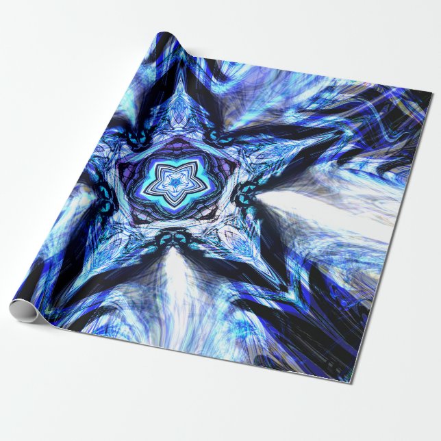 Blue Star Wrapping Paper (Unrolled)