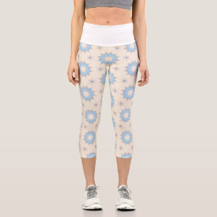Blue Starburst Geometry Capri Leggings