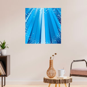 Blue Starburst Sparkle with Shining Light Rays Poster